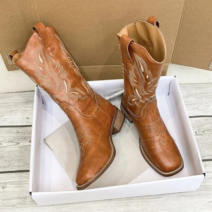 Women's Vintage Embroidered Cowboy Boots