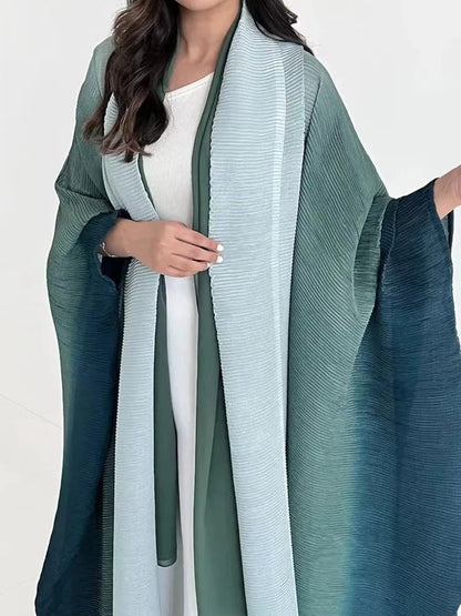 Gradient pleated trench coat for women