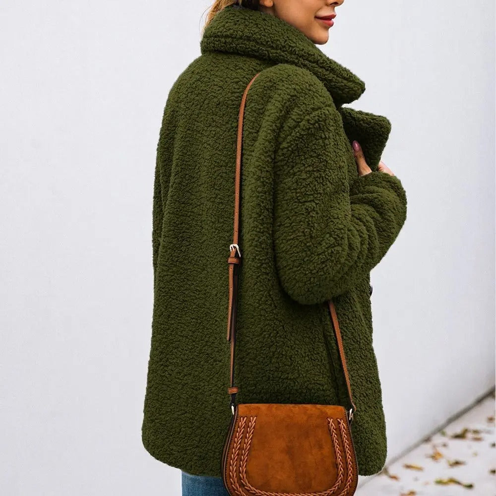 Teddy Coat with two rows of buttons for women