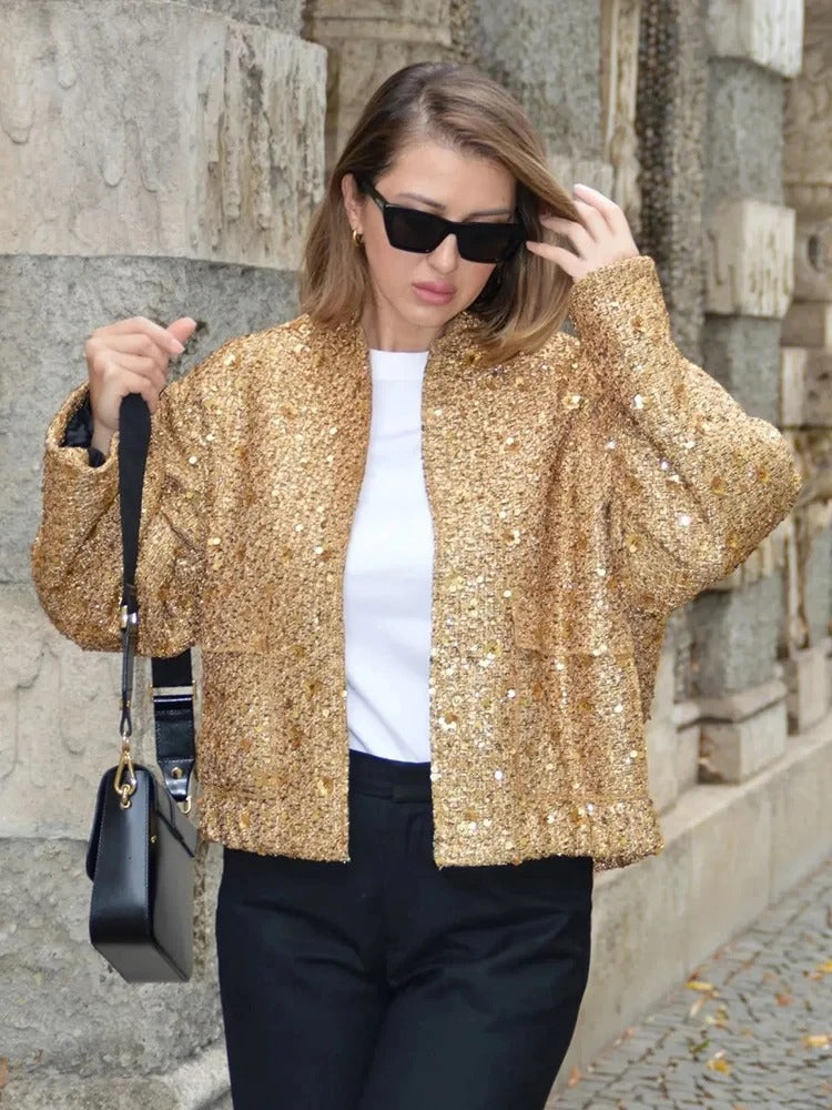 Gold Loose Women's Casual Jacket