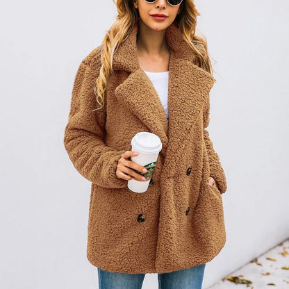 Teddy Coat with two rows of buttons for women