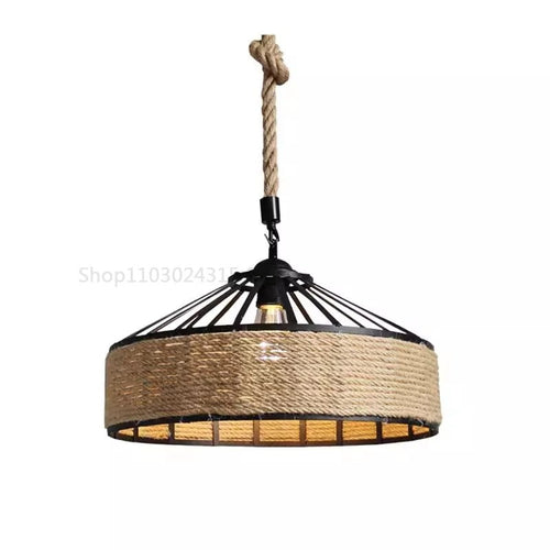 Vintage Hemp Rope Pendant Lamp