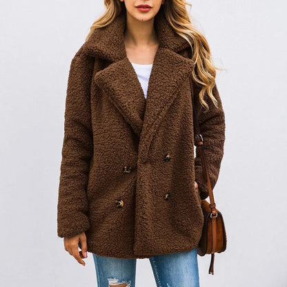 Teddy Coat with two rows of buttons for women