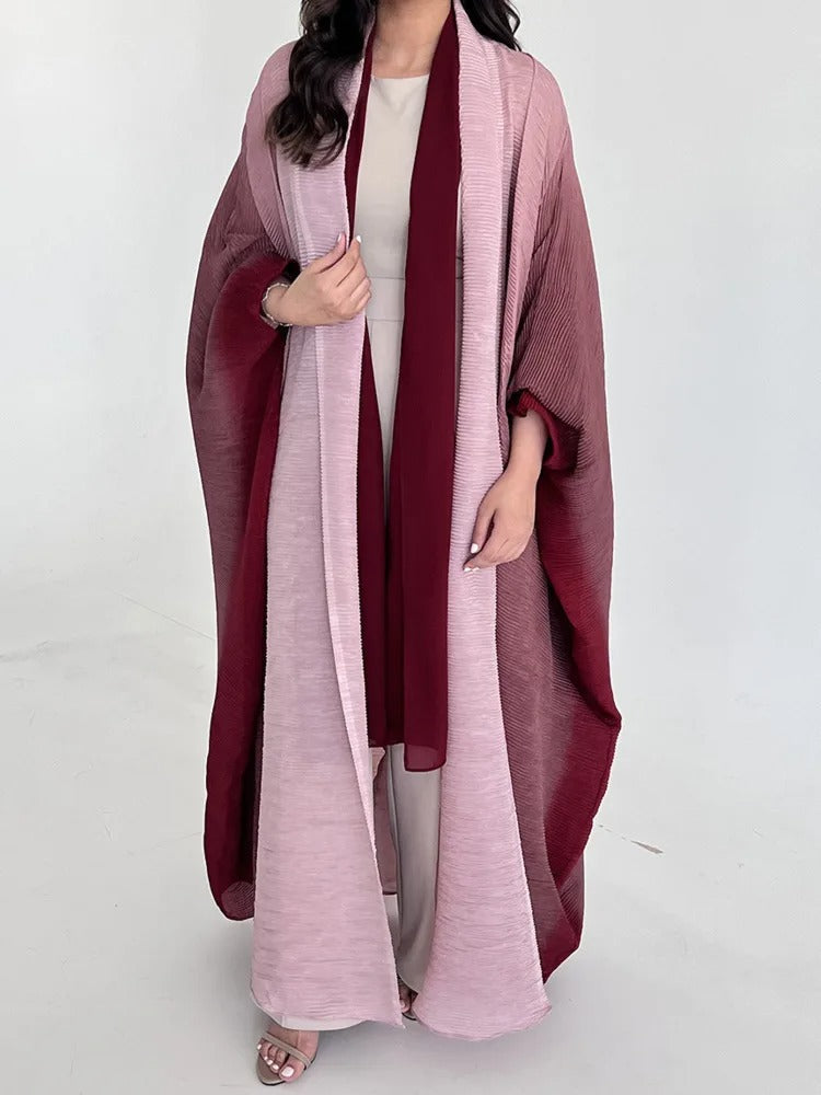 Gradient pleated trench coat for women