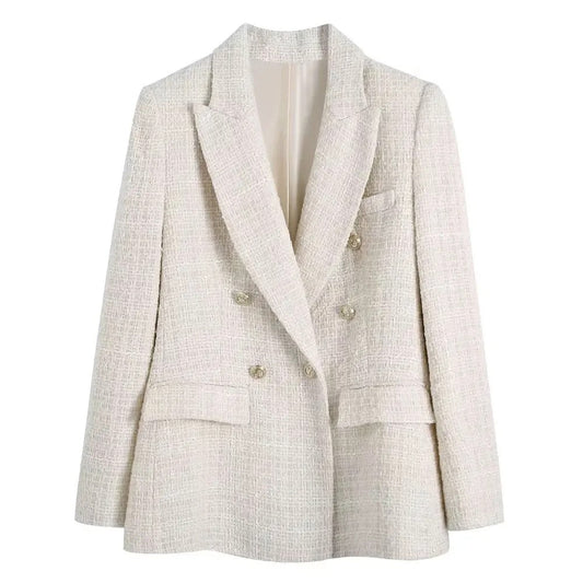 Women's double-row tweed blazer
