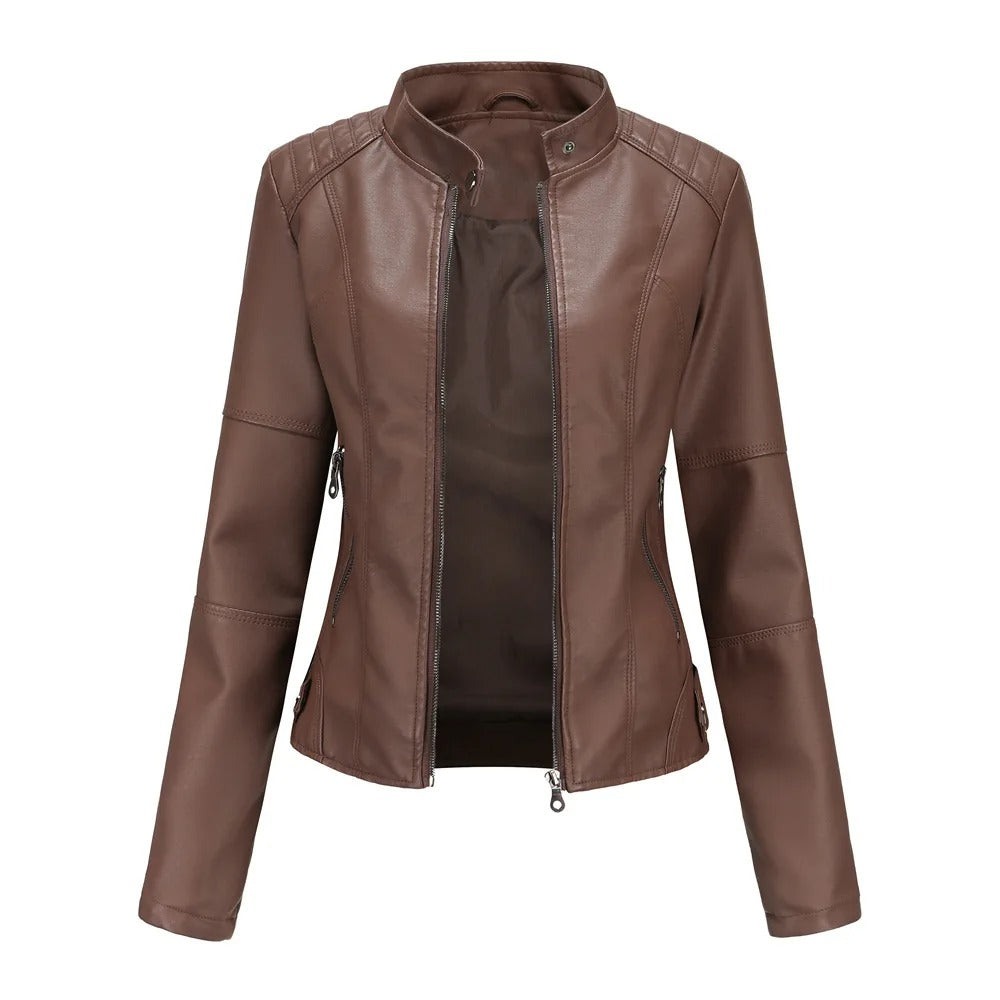 Leather Style Women's Motorcycle Jacket