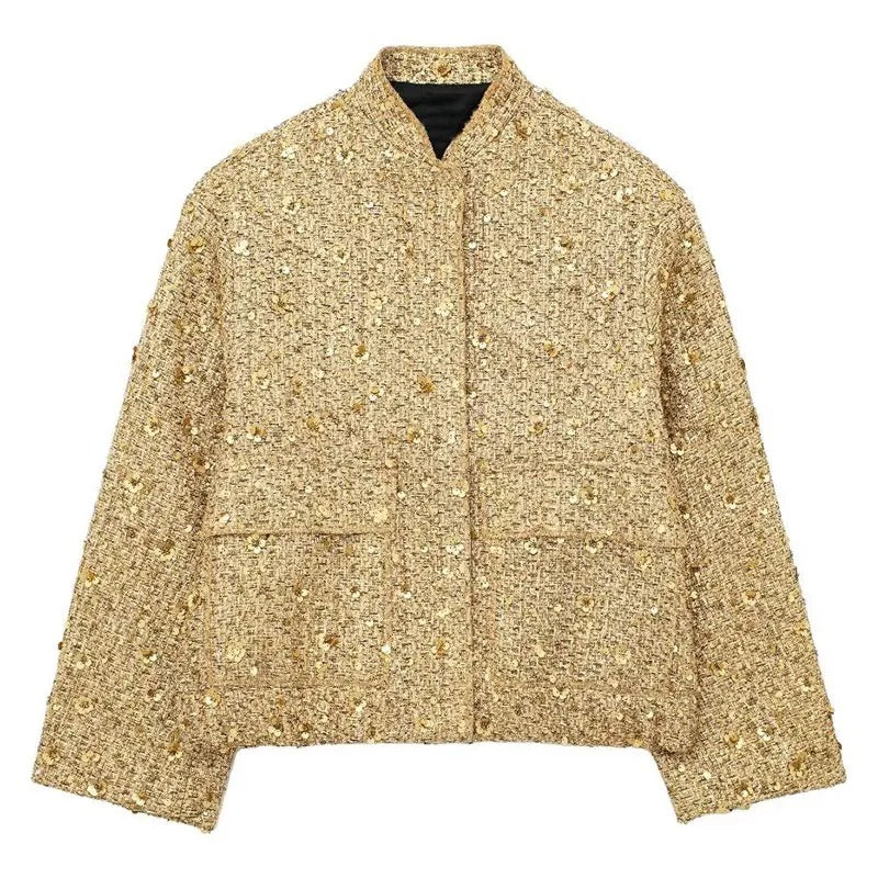 Gold Loose Women's Casual Jacket