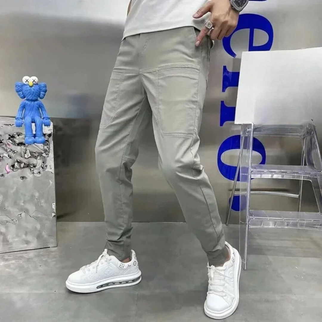 Multi-pocket skinny men's trousers