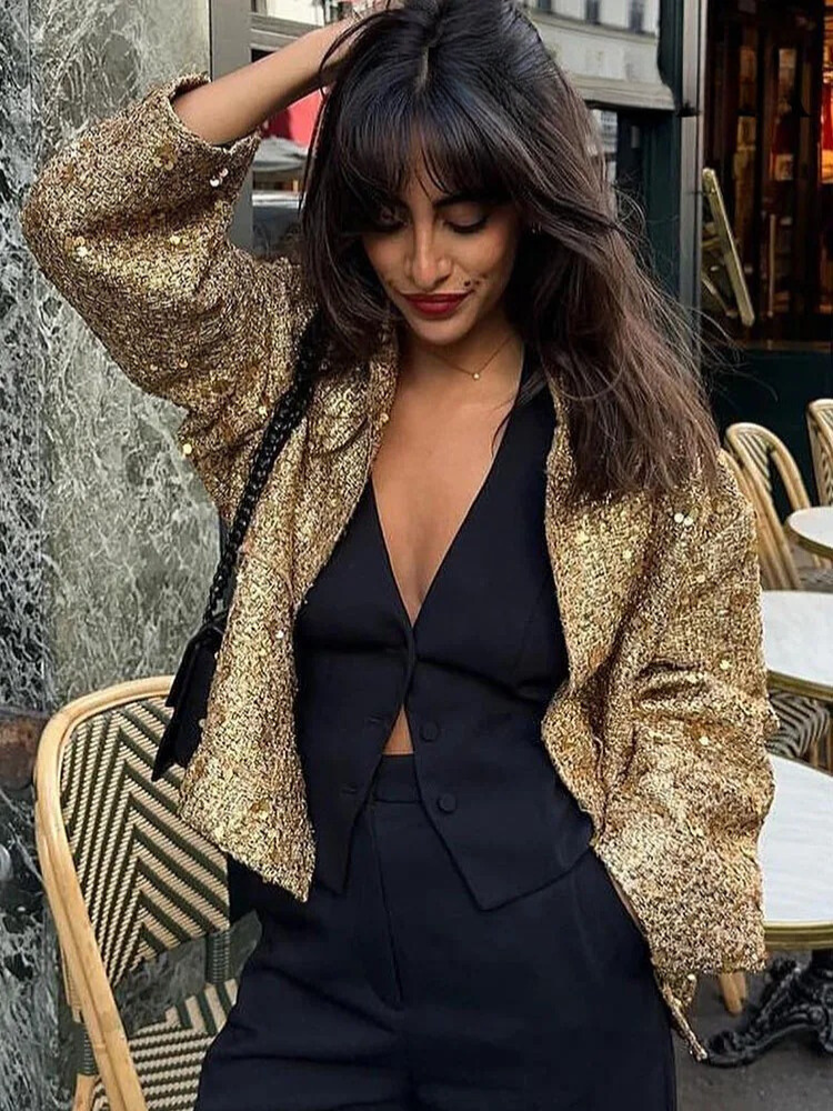 Women's Gold sequin jacket