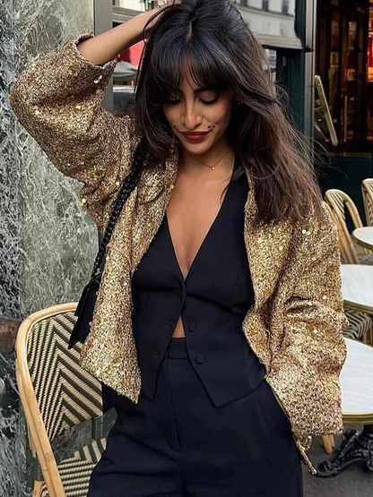 Women's Gold sequin jacket