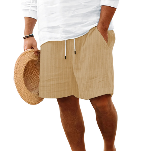 Men's casual shorts with striped jacquard drawstring