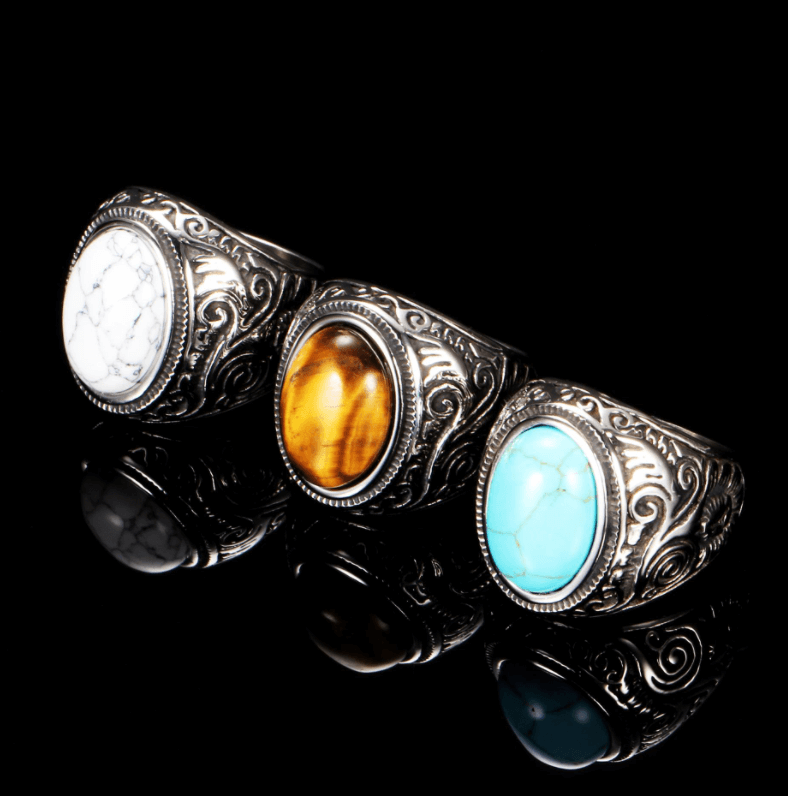 Mannen Vintage Turquoise Stone Ring