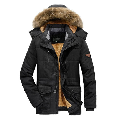 Warm winter jacket for men with hood