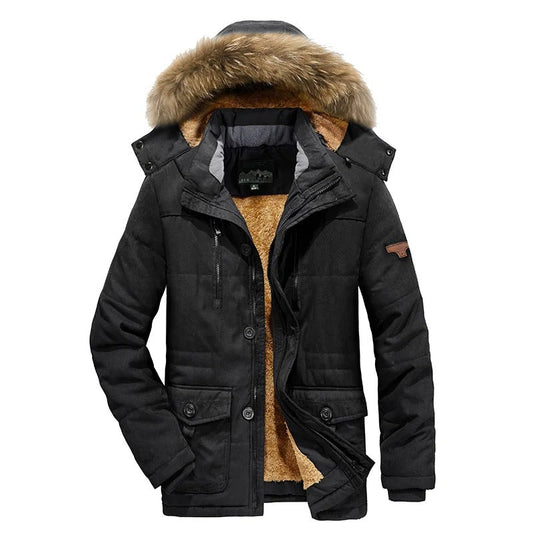 Warm winter jacket for men with hood