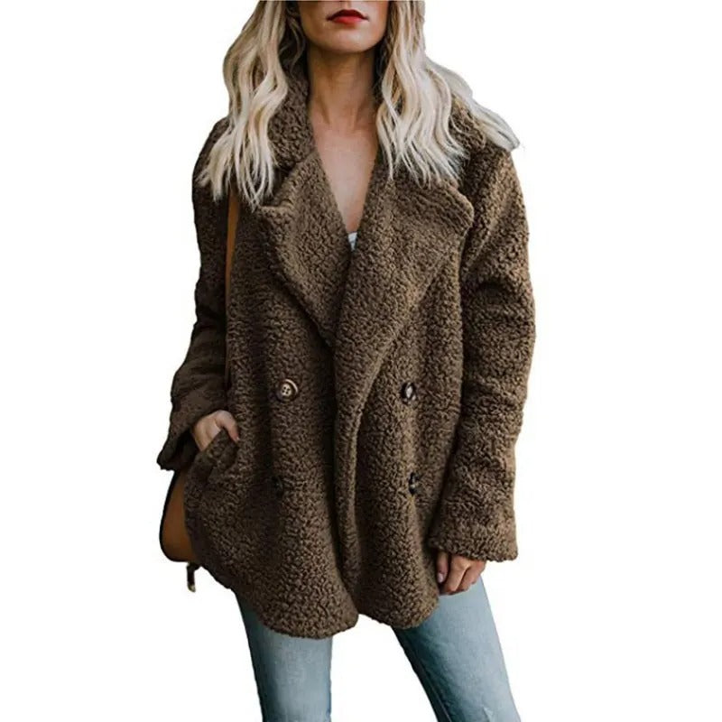 Women's oversized fluffy fleece winter coat