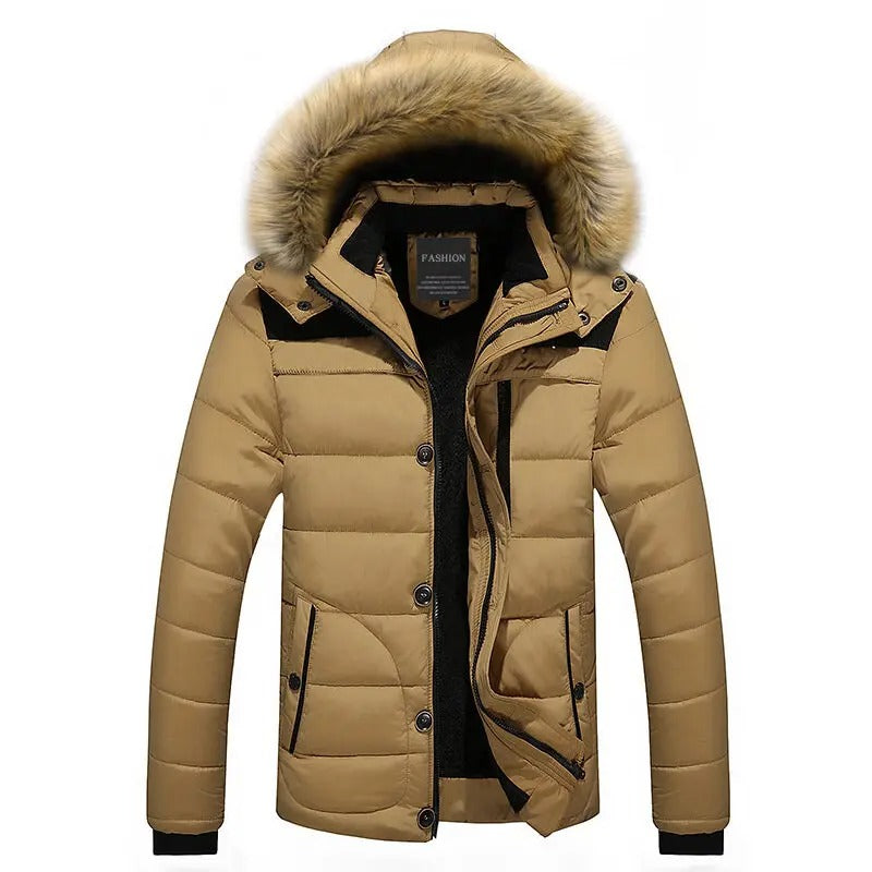 Fleece Fur Down Cotton Winter Coat for men