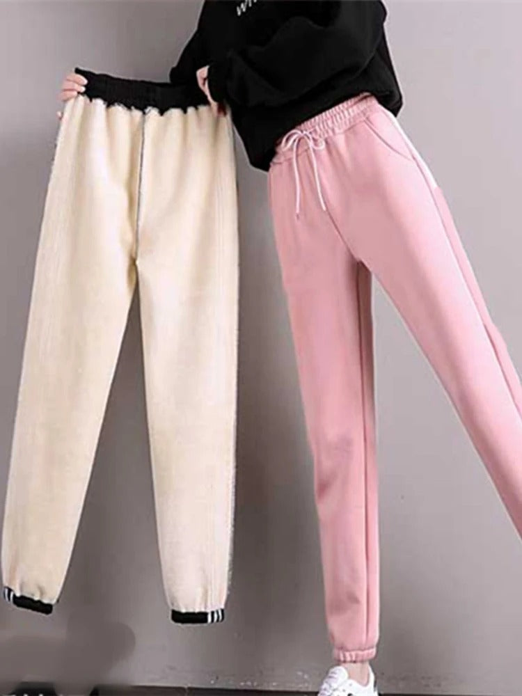 Women's thick fleece-lined trousers
