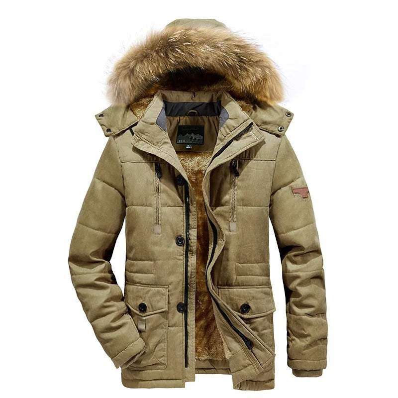 Warm winter jacket for men with hood