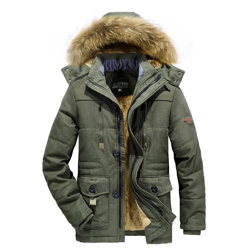 Warm winter jacket for men with hood