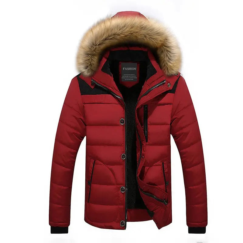 Fleece Fur Down Cotton Winter Coat for men