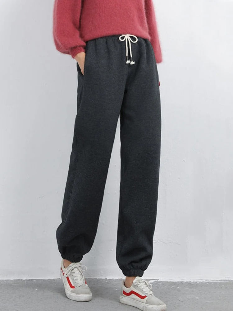 Women's thick fleece-lined trousers