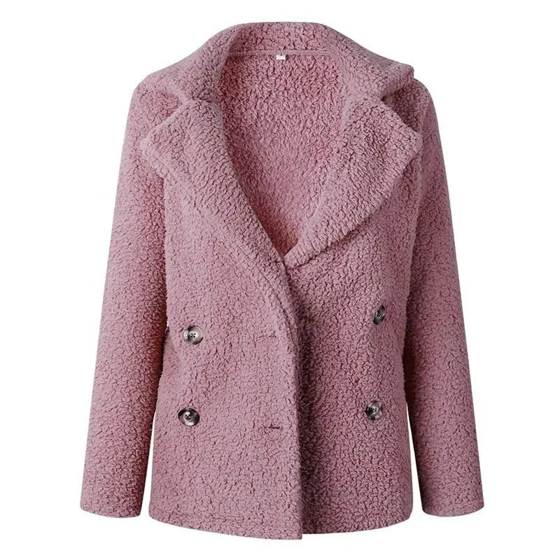 Teddy Coat with two rows of buttons for women