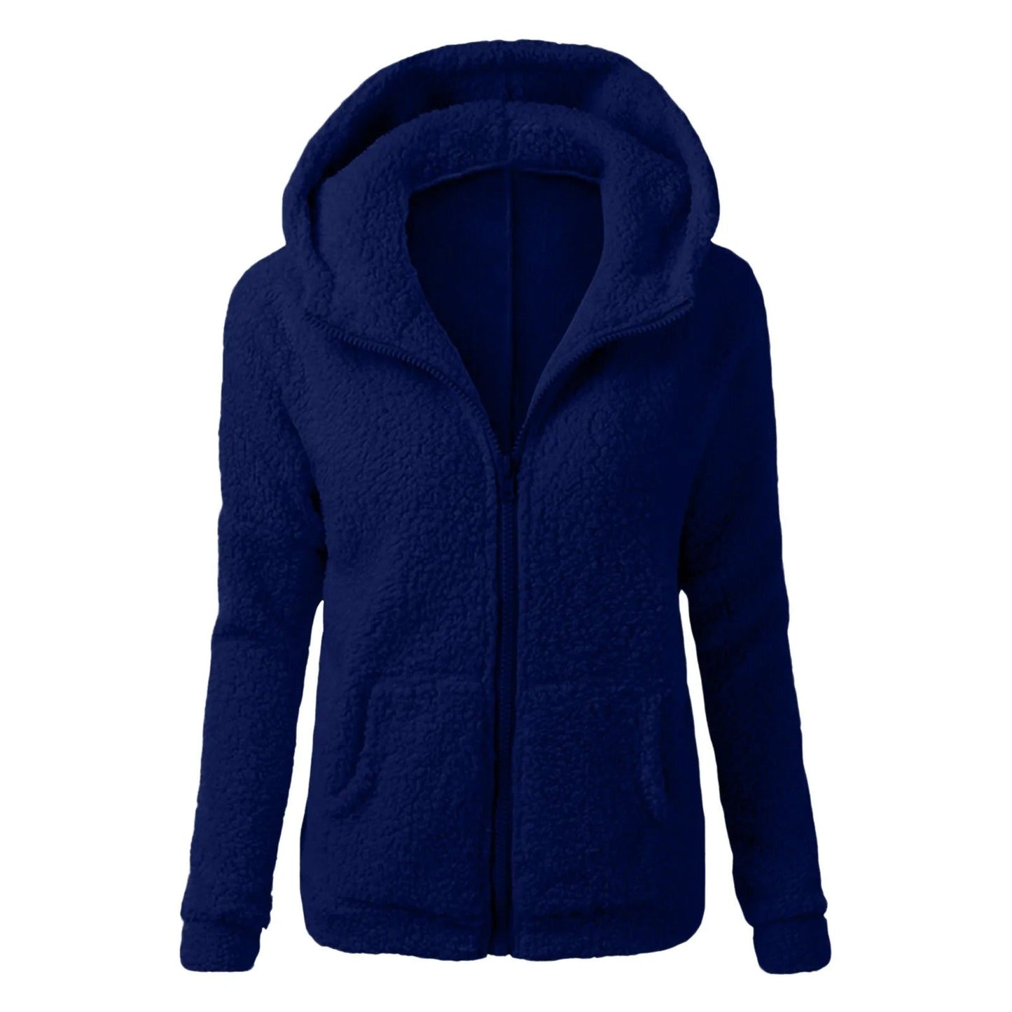 Winter fleece jacket with hood for ladies