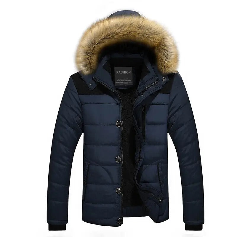 Fleece Fur Down Cotton Winter Coat for men