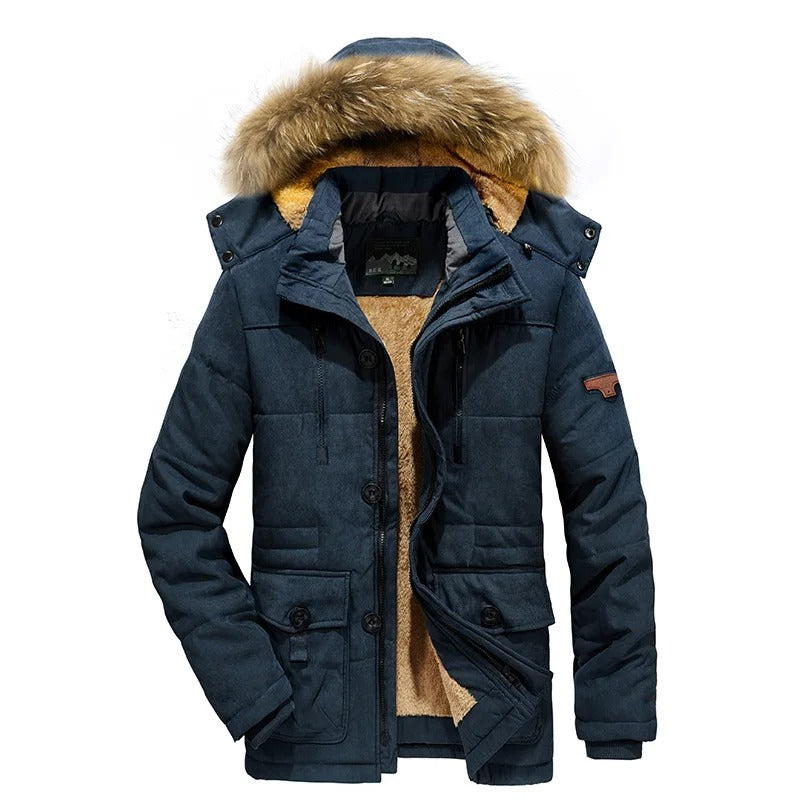 Warm winter jacket for men with hood