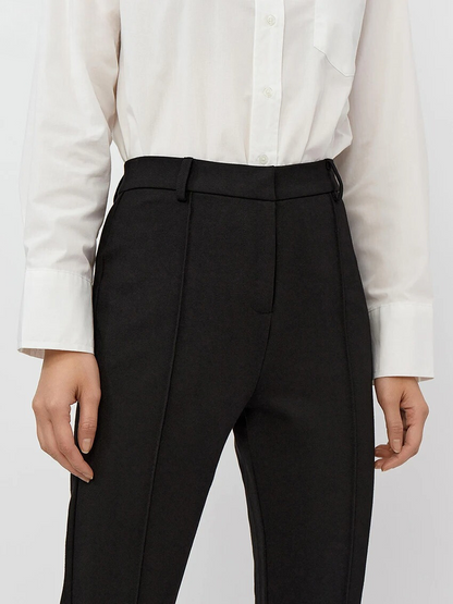 High Waist Pleated Flare Trousers