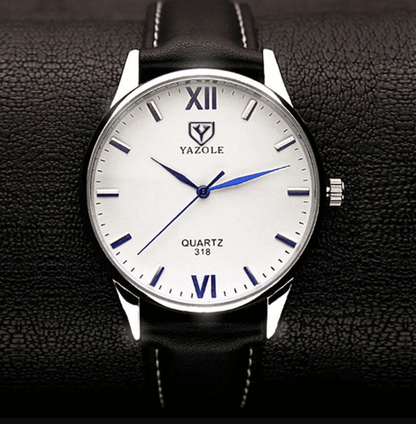 Men's Leather Style Bracelet Wristwatch